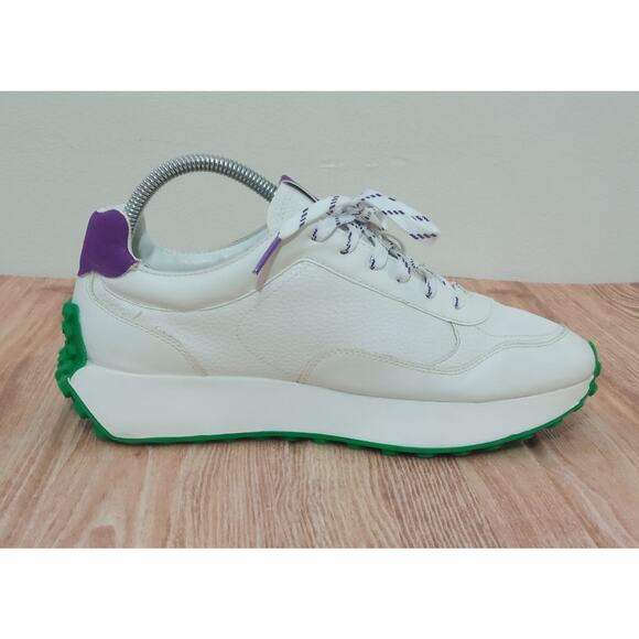Zara Women's Sneakers Lace-Up Off White Purple Green Size EU 39 - Picture 4 of 11